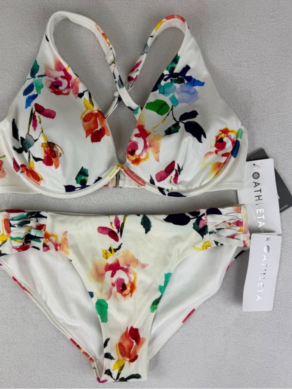 Athleta White Floral Adriata Blossom Swim Suit